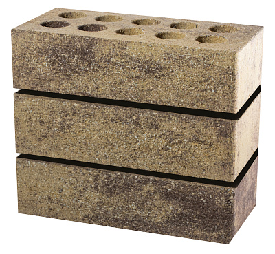 Картинка Кирпич - Гиперпрессованный кирпич Облицовочный одинарный крафт : М-200 размером 120x250x65. Цвет , производство ЛИТОС 